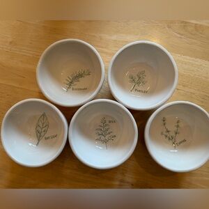 Williams Sonoma Herb Design Bowls - White and Green NWOT